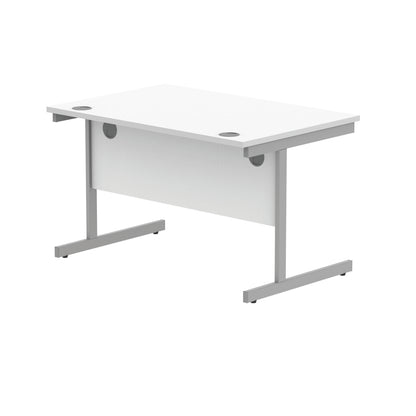 Polaris Rectangular Single Upright Cantilever Desk 1200x800x730mm Arctic White/Silver KF821810