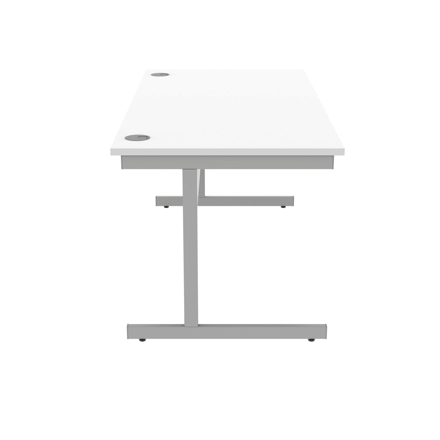 Polaris Rectangular Single Upright Cantilever Desk 1600x800x730mm Arctic White/Silver KF821830