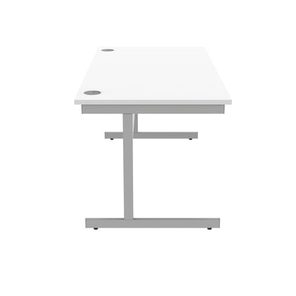 Polaris Rectangular Single Upright Cantilever Desk 1600x800x730mm Arctic White/Silver KF821830