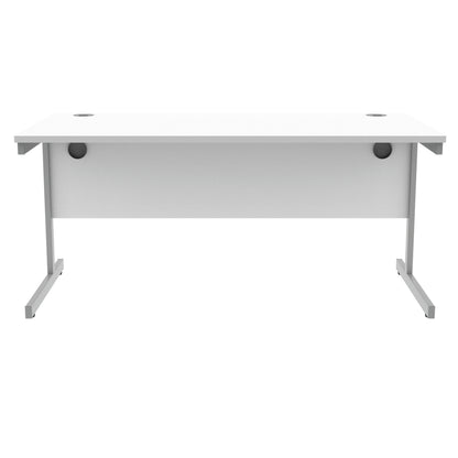 Polaris Rectangular Single Upright Cantilever Desk 1600x800x730mm Arctic White/Silver KF821830