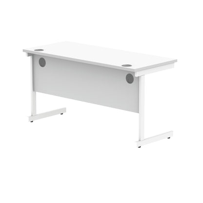 Polaris Rectangular Single Upright Cantilever Desk 1400x600x730mm Arctic White/Arctic White KF821850