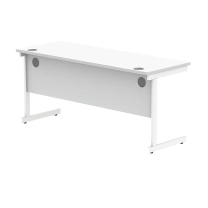 Polaris Rectangular Single Upright Cantilever Desk 1600x600x730mm Arctic White/White KF821860