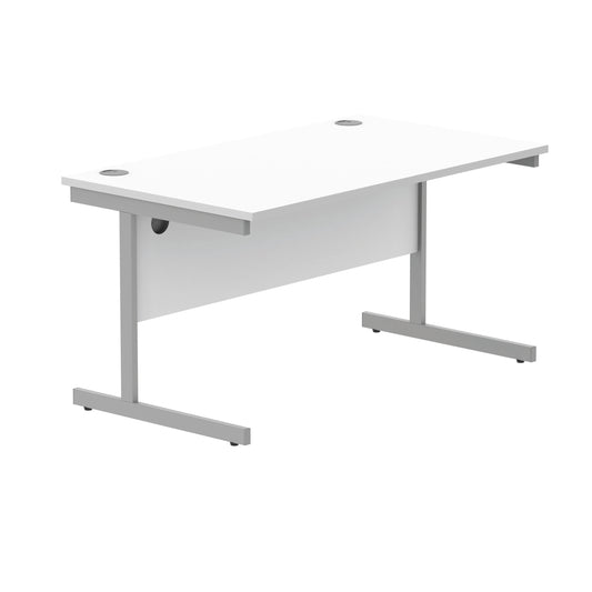 Polaris Rectangular Single Upright Cantilever Desk 1400x800x730mm Arctic White/White KF821880