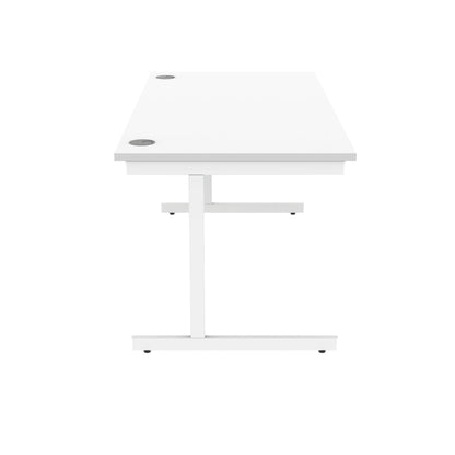 Polaris Rectangular Single Upright Cantilever Desk 1600x800x730mm Arctic White/White KF821890