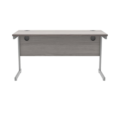 Polaris Rectangular Single Upright Cantilever Desk 1400x600x730mm Alaskan Grey Oak/Silver KF821910