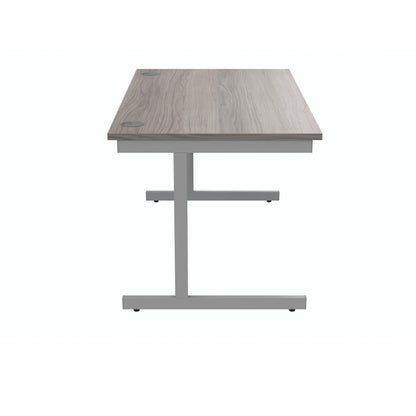 Polaris Rectangular Single Upright Cantilever Desk 1400x800x730mm Alaskan Grey Oak/Silver KF821940