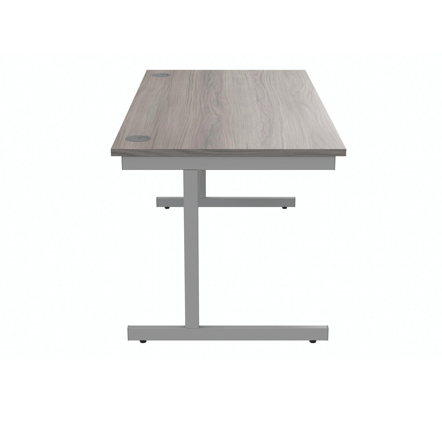 Polaris Rectangular Single Upright Cantilever Desk 1600x800x730mm Alaskan Grey Oak/Silver KF821950