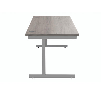 Polaris Rectangular Single Upright Cantilever Desk 1600x800x730mm Alaskan Grey Oak/Silver KF821950