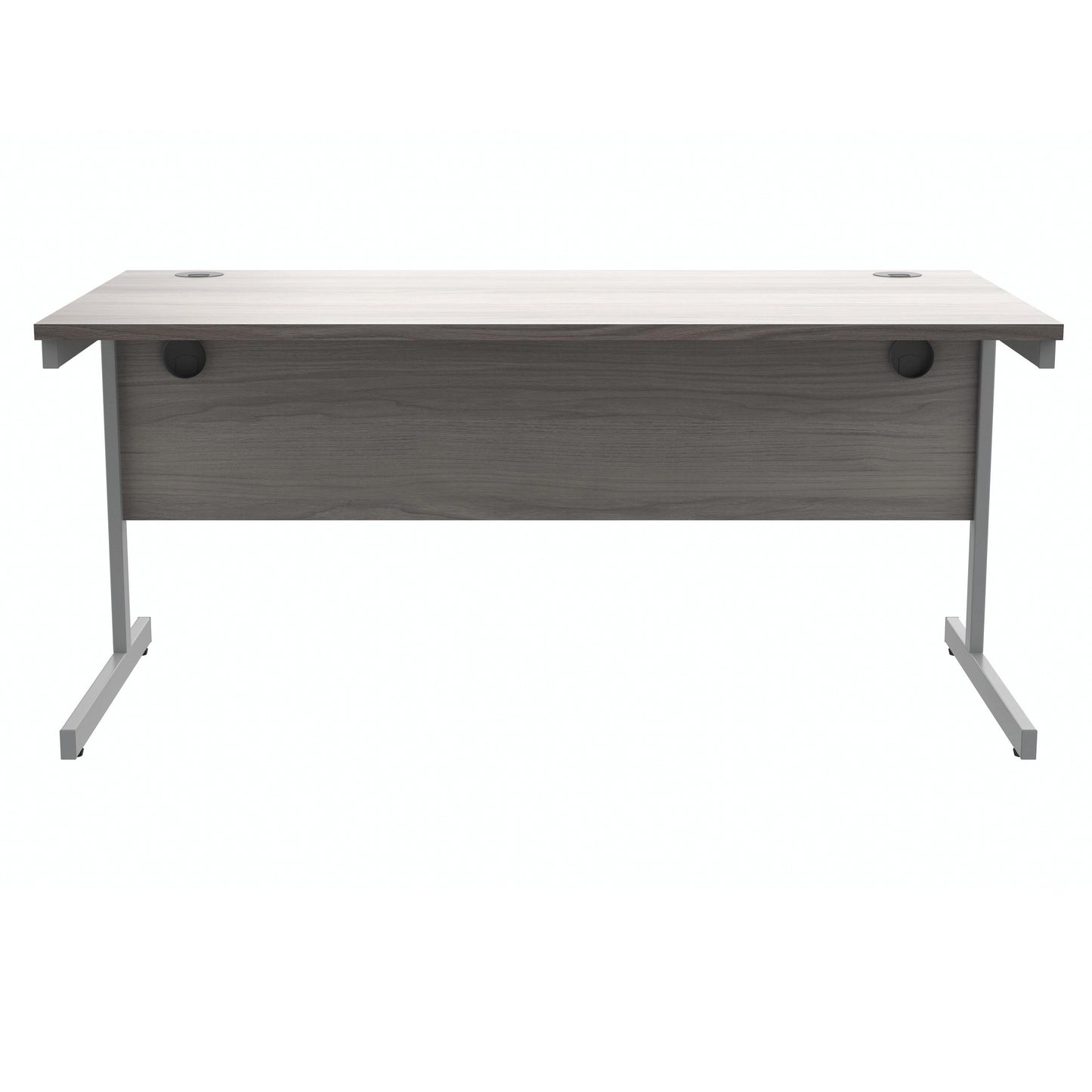 Polaris Rectangular Single Upright Cantilever Desk 1600x800x730mm Alaskan Grey Oak/Silver KF821950