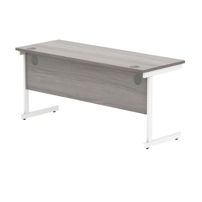 Polaris Rectangular Single Upright Cantilever Desk 1600x600x730mm Alaskan Grey Oak/White KF821980