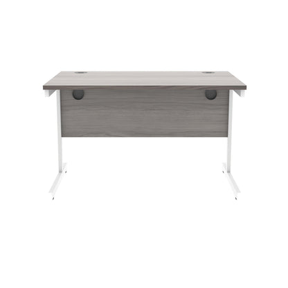 Polaris Rectangular Single Upright Cantilever Desk 1200x800x730mm Alaskan Grey Oak/White KF821990