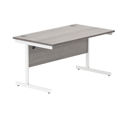 Polaris Rectangular Single Upright Cantilever Desk 1400x800x730mm Alaskan Grey Oak/White KF822000