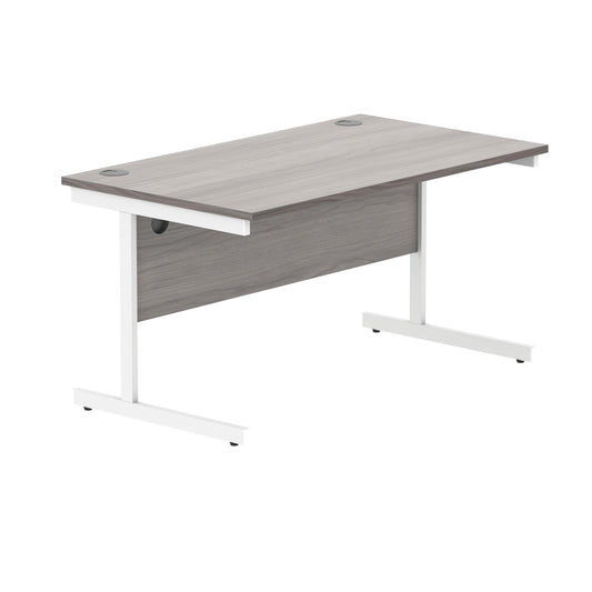 Polaris Rectangular Single Upright Cantilever Desk 1400x800x730mm Alaskan Grey Oak/White KF822000