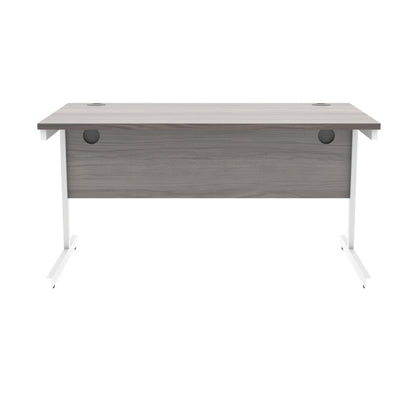 Polaris Rectangular Single Upright Cantilever Desk 1400x800x730mm Alaskan Grey Oak/White KF822000