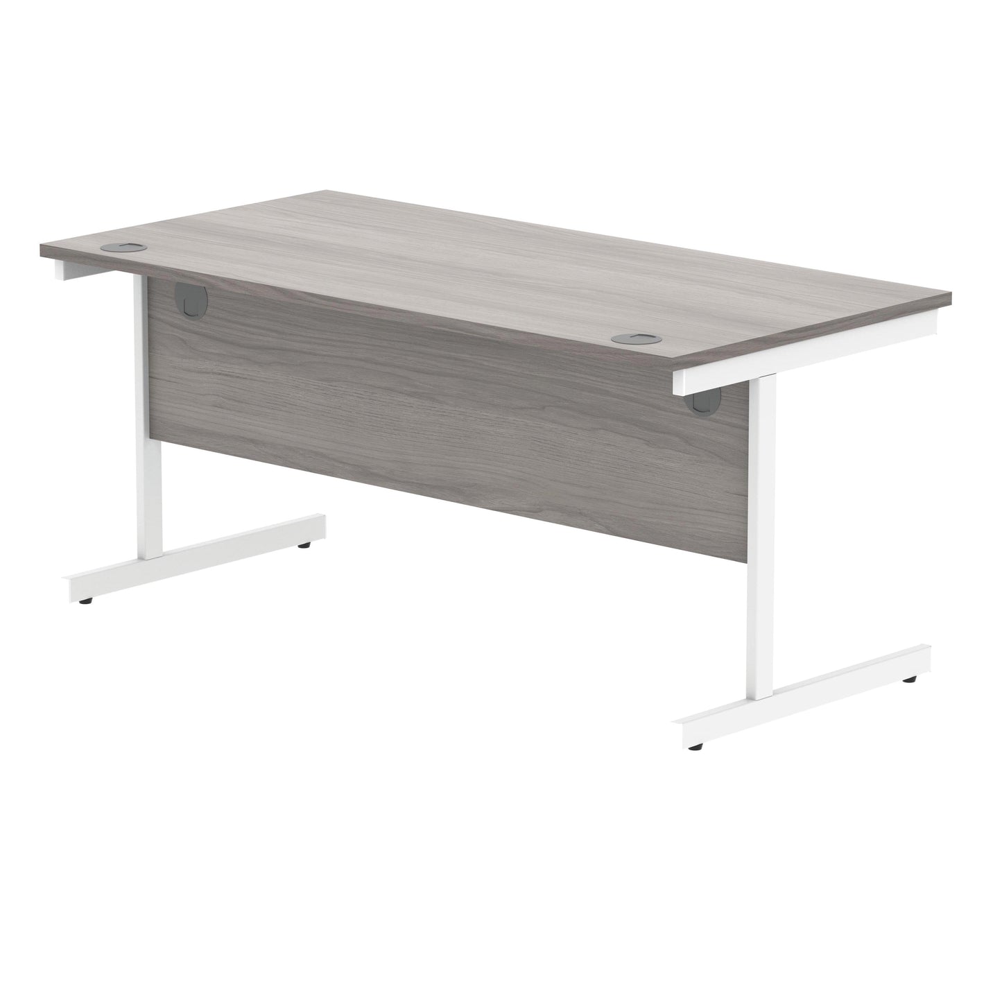 Polaris Rectangular Single Upright Cantilever Desk 1600x800x730mm Alaskan Grey Oak/White KF822010