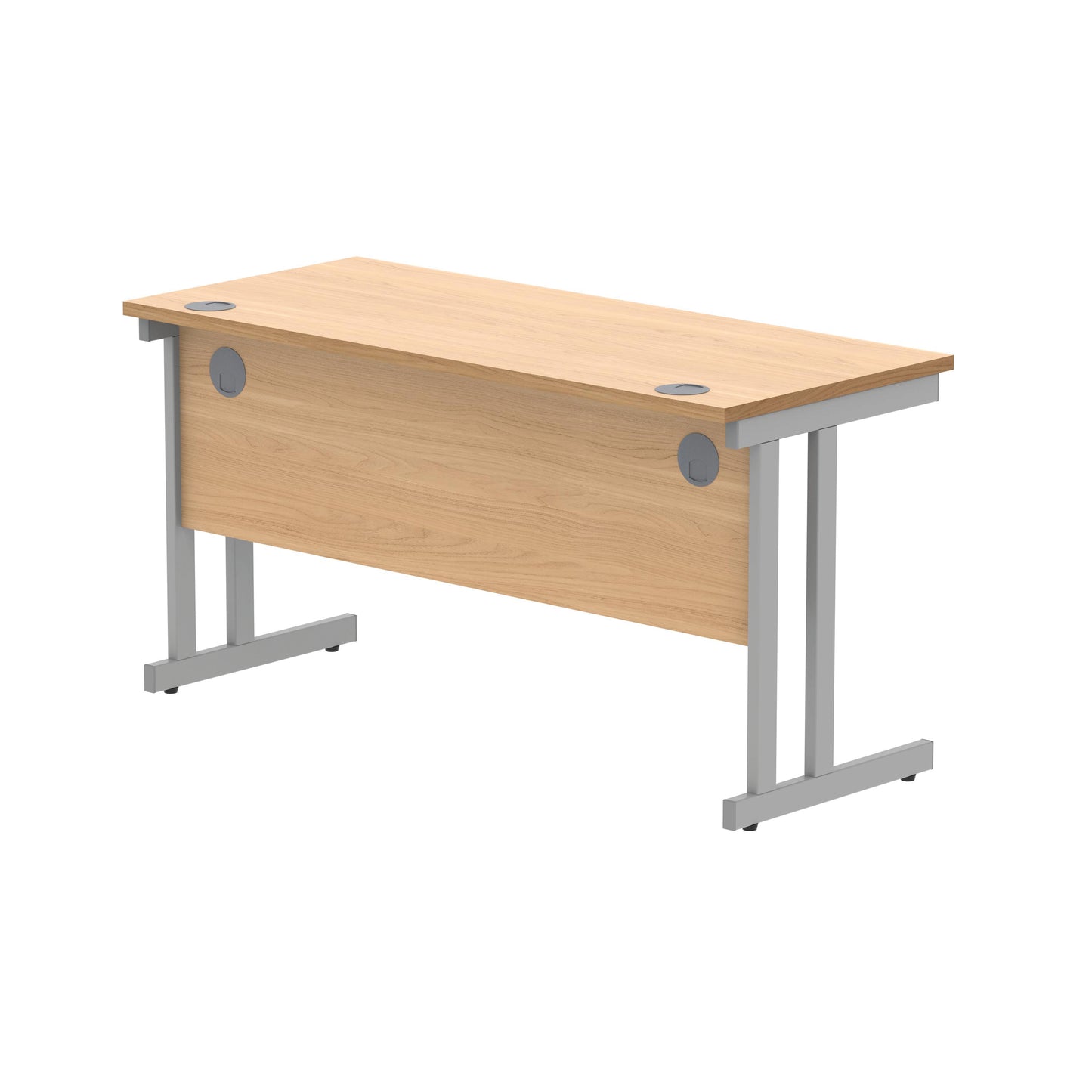 Polaris Rectangular Double Upright Cantilever Desk 1400x600x730mm Norwegian Beech/Silver KF822030