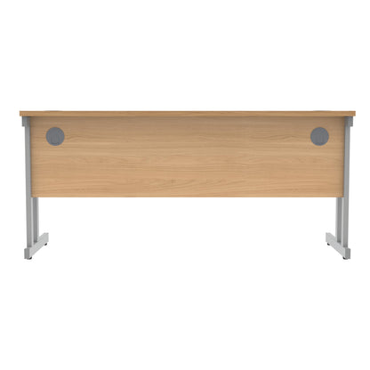 Polaris Rectangular Double Upright Cantilever Desk 1600x600x730mm Norwegian Beech/Silver KF822040