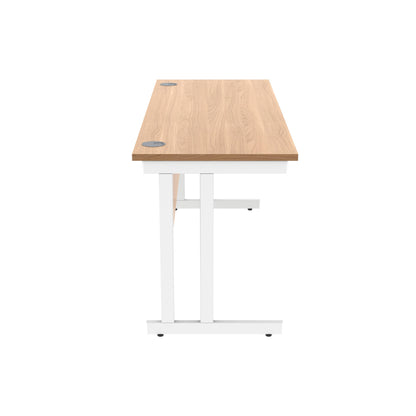 Polaris Rectangular Double Upright Cantilever Desk 1600x600x730mm Norwegian Beech/White KF822120