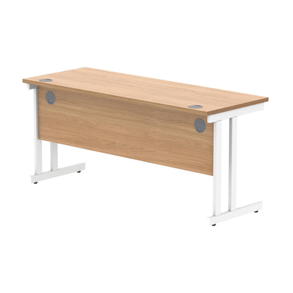Polaris Rectangular Double Upright Cantilever Desk 1600x600x730mm Norwegian Beech/White KF822120