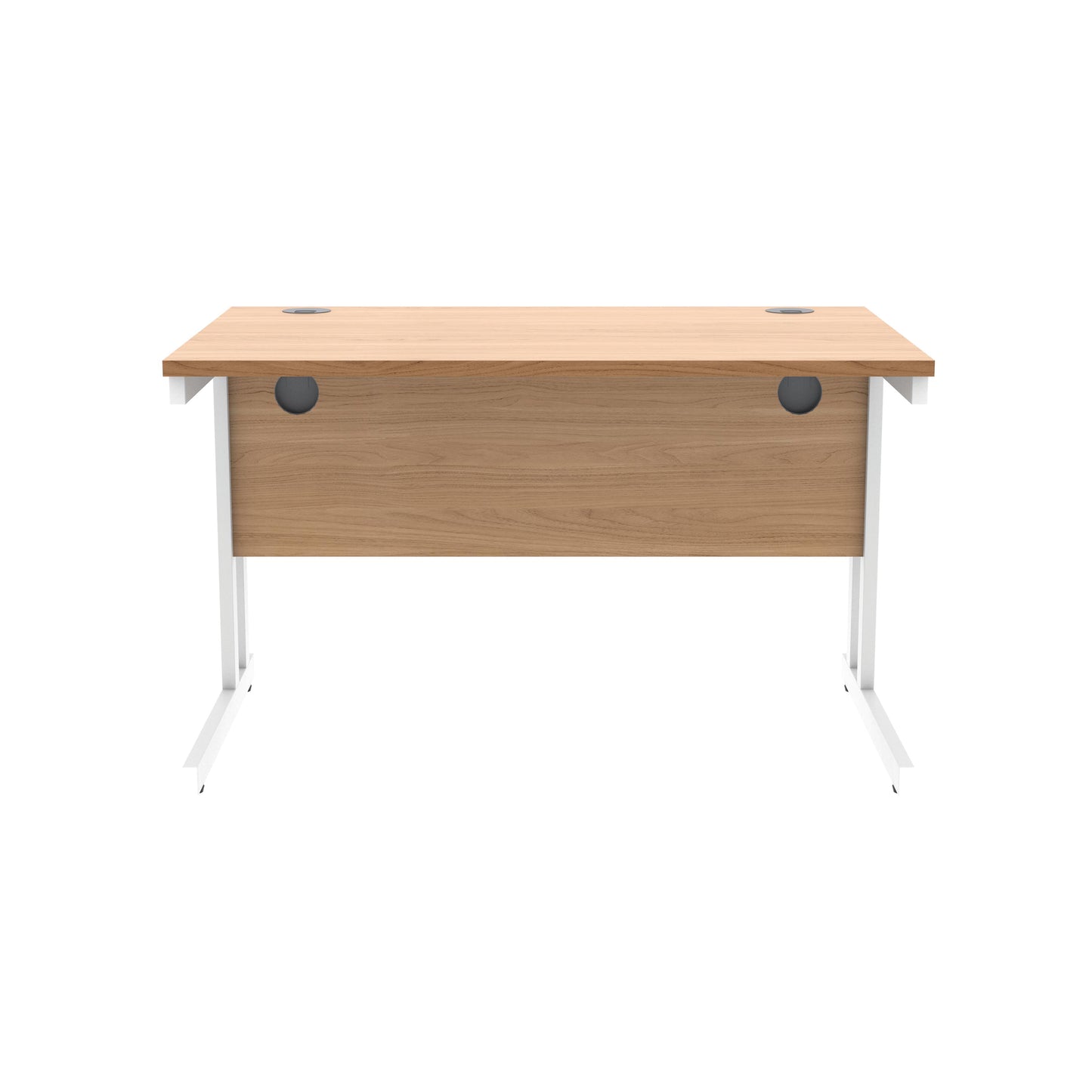 Polaris Rectangular Double Upright Cantilever Desk 1200x800x730mm Norwegian Beech/White KF822130