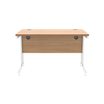 Polaris Rectangular Double Upright Cantilever Desk 1200x800x730mm Norwegian Beech/White KF822130