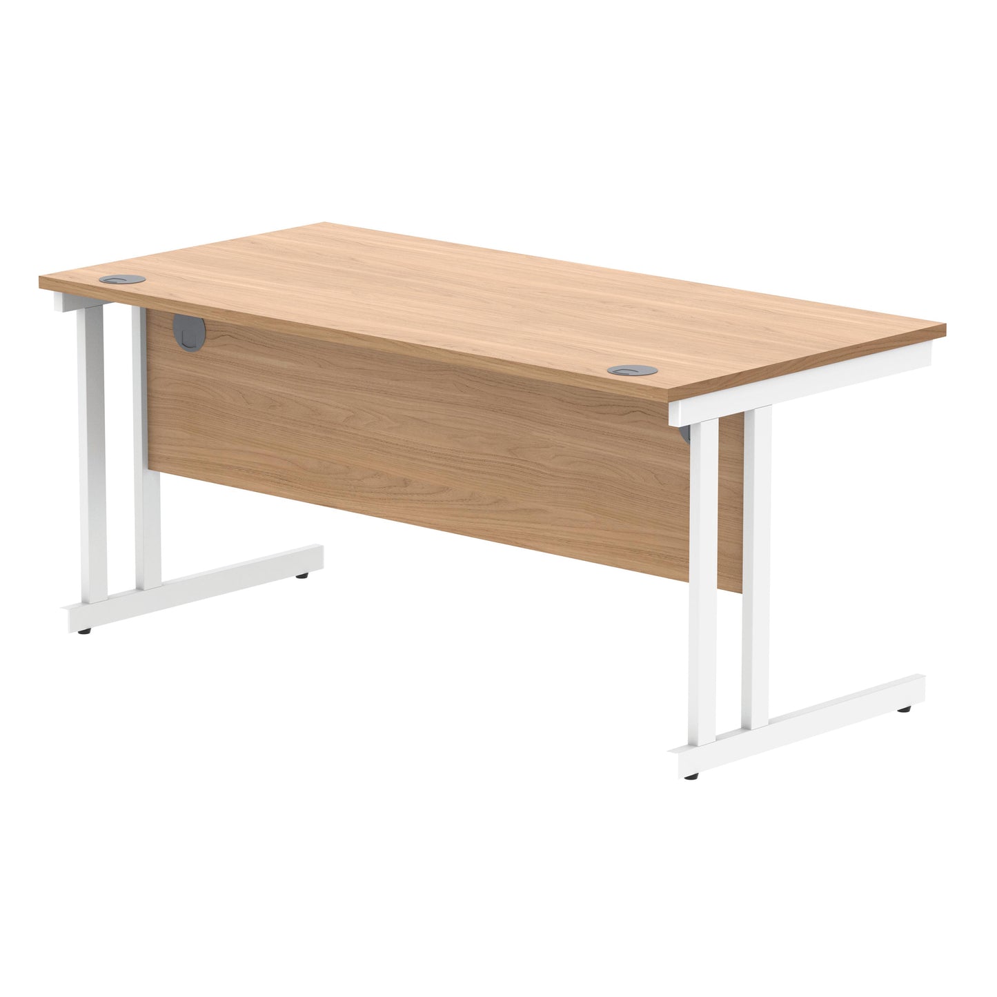 Polaris Rectangular Double Upright Cantilever Desk 1600x800x730mm Norwegian Beech/White KF822150