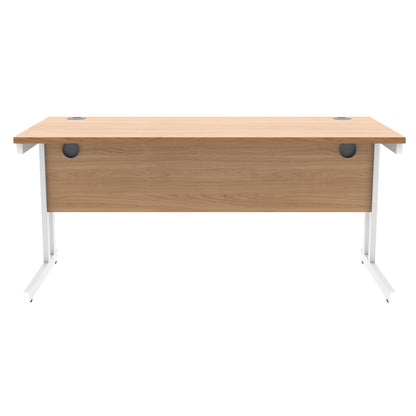 Polaris Rectangular Double Upright Cantilever Desk 1600x800x730mm Norwegian Beech/White KF822150