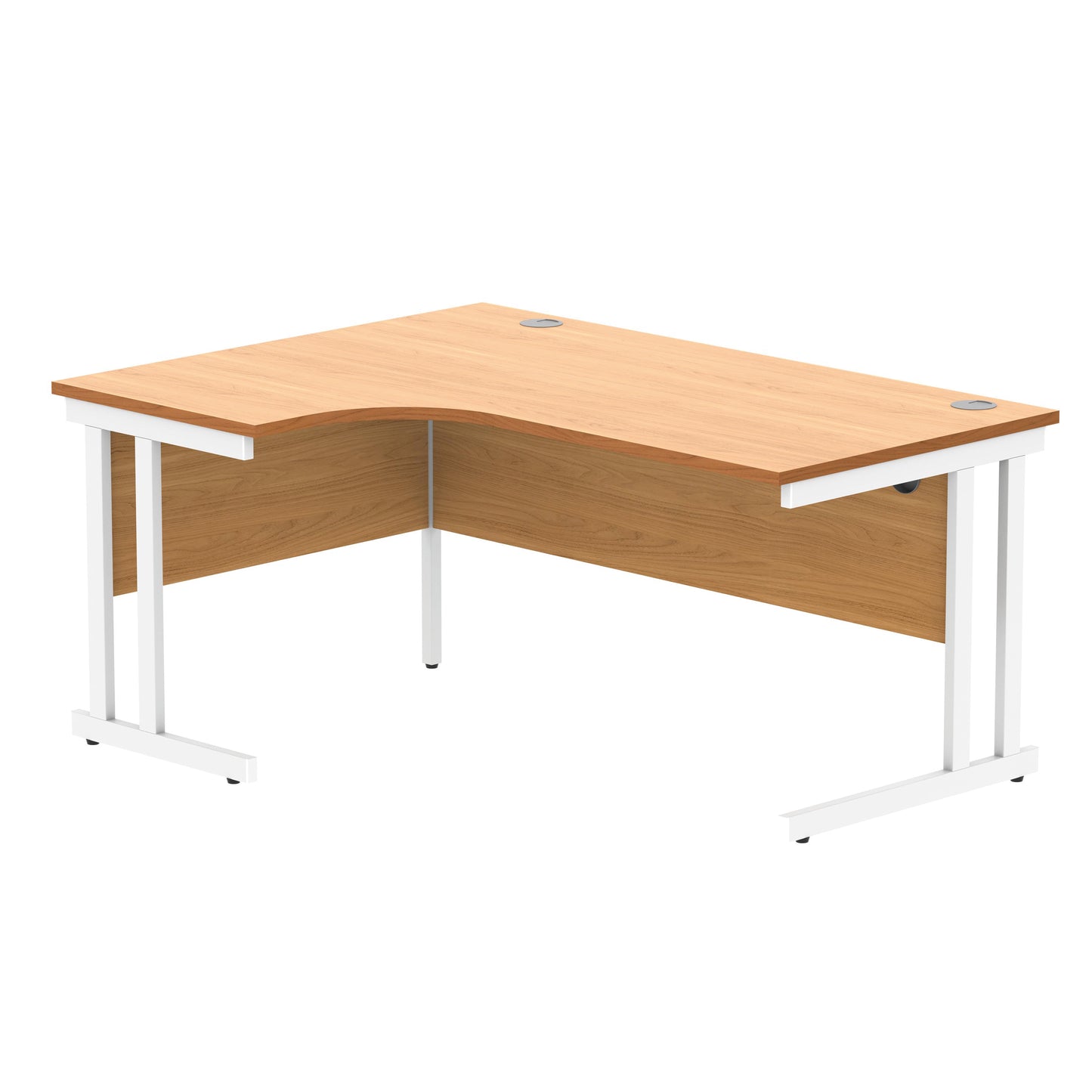 Polaris Left Hand Radial DU Cantilever Desk 1600x1200x730mm Norwegian Beech/White KF822160