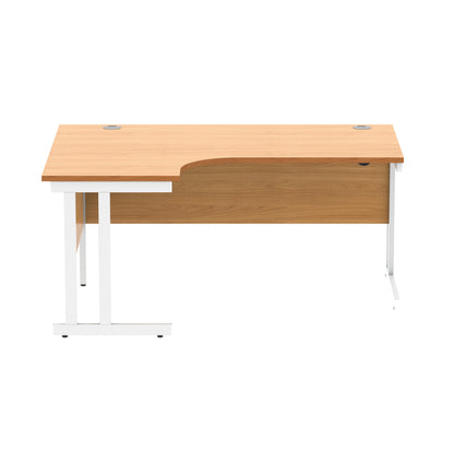 Polaris Left Hand Radial DU Cantilever Desk 1600x1200x730mm Norwegian Beech/White KF822160