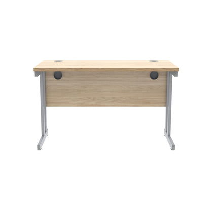 Polaris Rectangular Double Upright Cantilever Desk 1200x600x730mm Canadian Oak/Silver KF822180