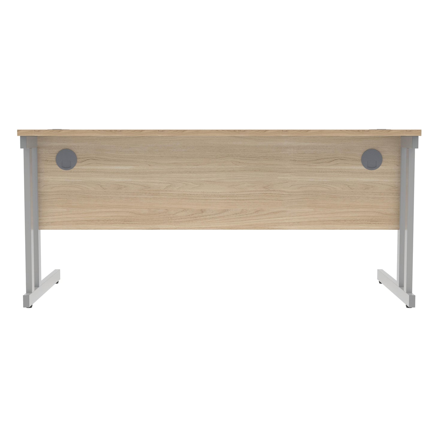 Polaris Rectangular Double Upright Cantilever Desk 1600x800x730mm Canadian Oak/Silver KF822230