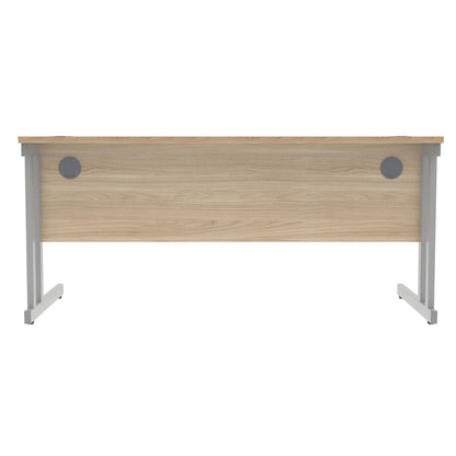 Polaris Rectangular Double Upright Cantilever Desk 1600x800x730mm Canadian Oak/Silver KF822230