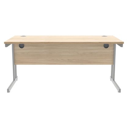 Polaris Rectangular Double Upright Cantilever Desk 1600x800x730mm Canadian Oak/Silver KF822230