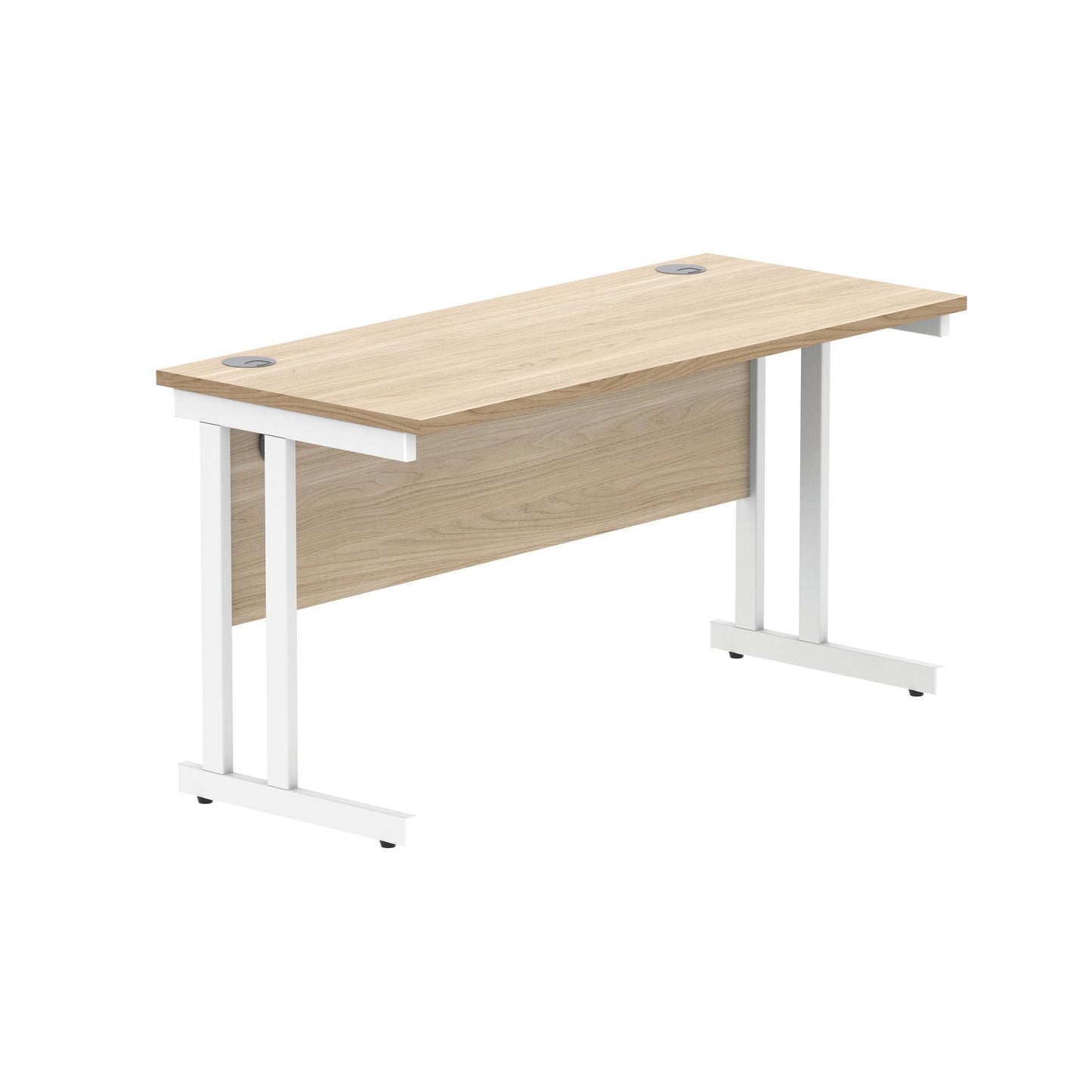 Polaris Rectangular Double Upright Cantilever Desk 1400x600x730mm Canadian Oak/White KF822270