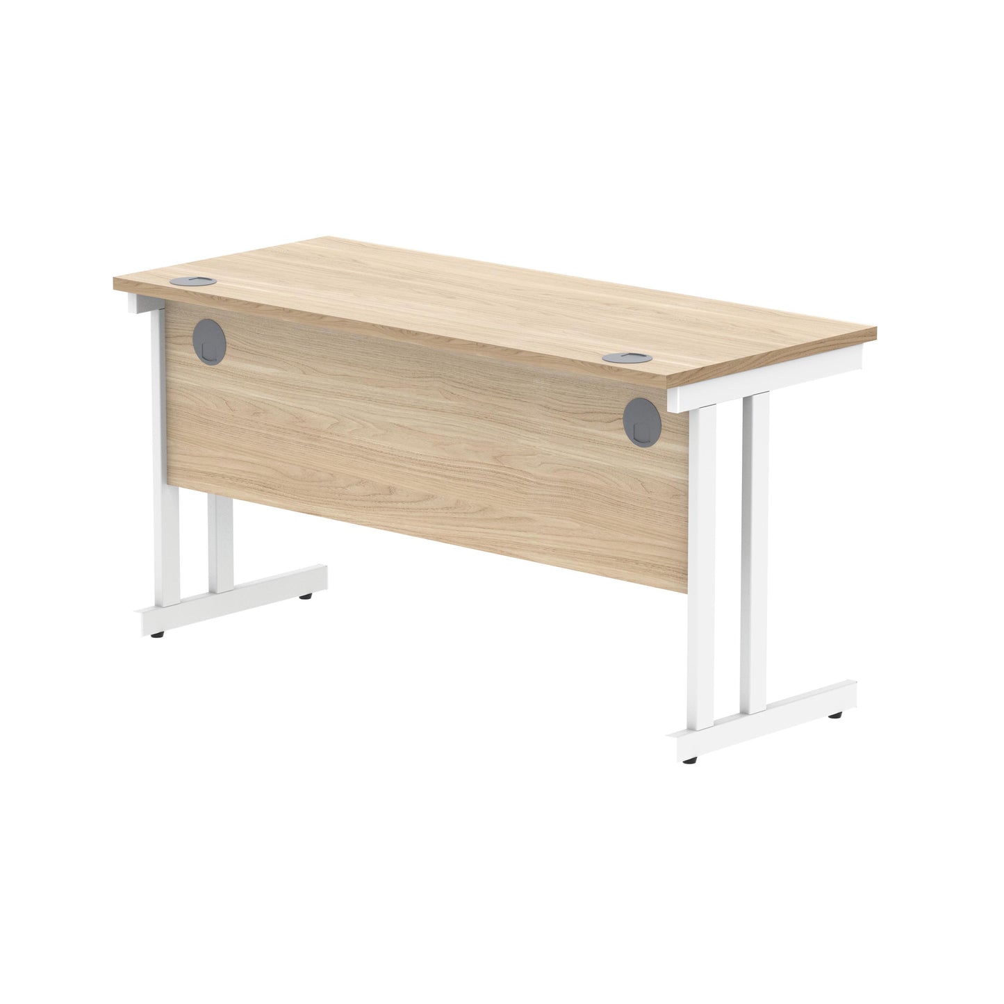 Polaris Rectangular Double Upright Cantilever Desk 1400x600x730mm Canadian Oak/White KF822270