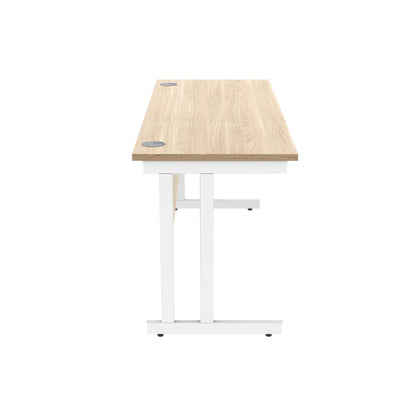 Polaris Rectangular Double Upright Cantilever Desk 1600x600x730mm Canadian Oak/White KF822280