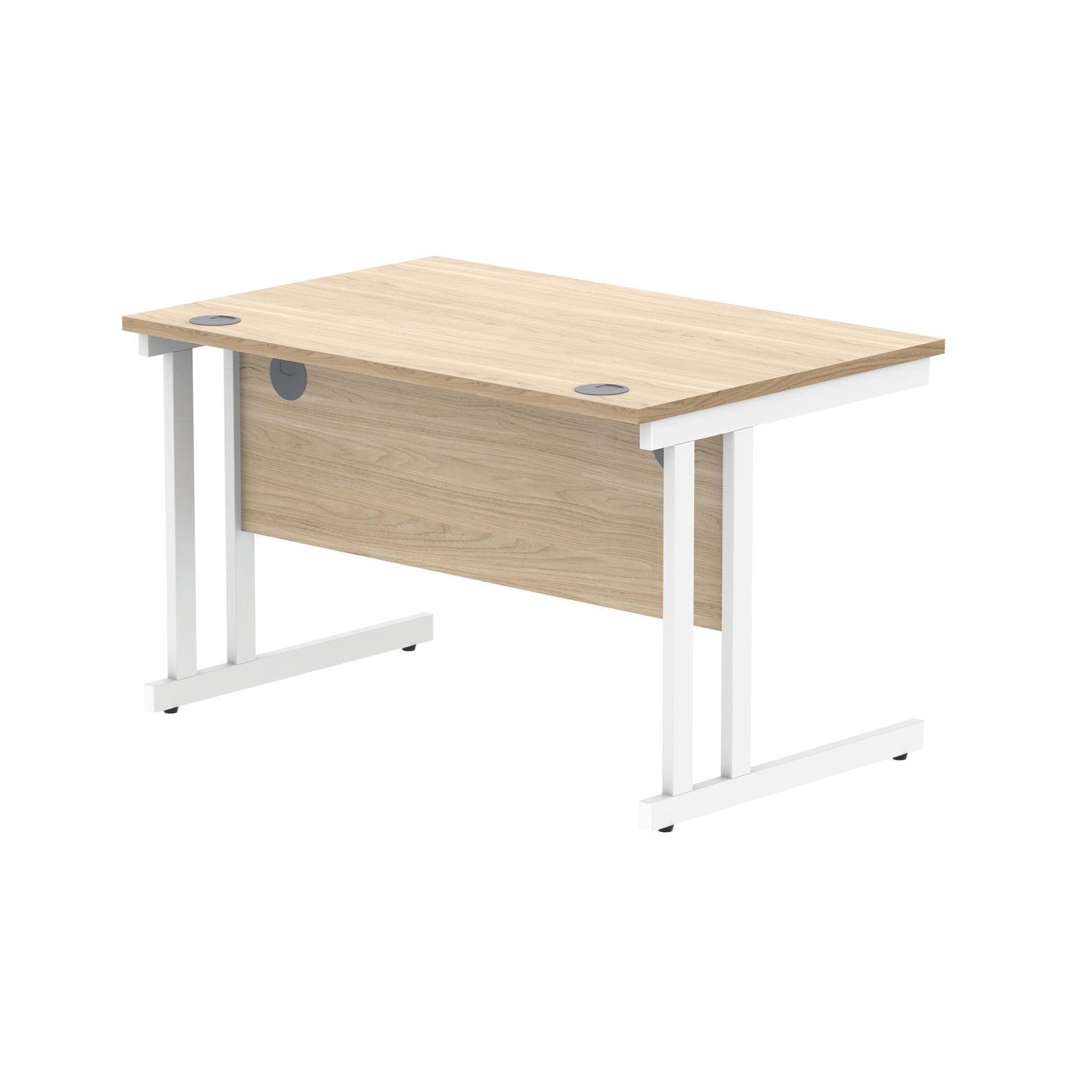 Polaris Rectangular Double Upright Cantilever Desk 1200x800x730mm Canadian Oak/White KF822290