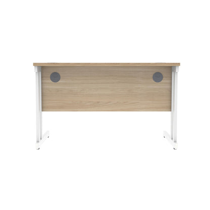 Polaris Rectangular Double Upright Cantilever Desk 1200x800x730mm Canadian Oak/White KF822290