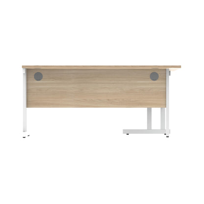 Polaris Left Hand Radial Double Upright Cantilever Desk 1600x1200x730mm Canadian Oak/White KF822320