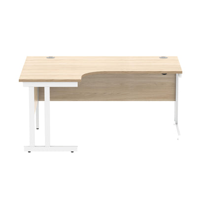 Polaris Left Hand Radial Double Upright Cantilever Desk 1600x1200x730mm Canadian Oak/White KF822320