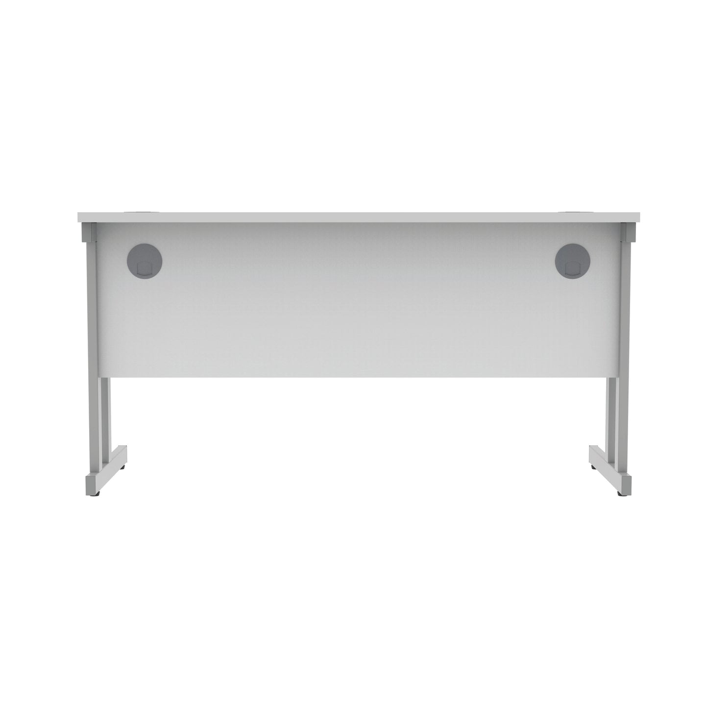 Polaris Rectangular Double Upright Cantilever Desk 1400x600x730mm Arctic White/Silver KF822350
