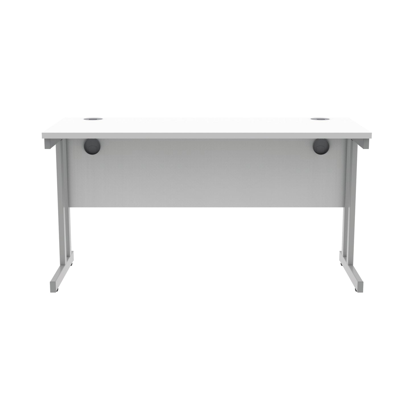 Polaris Rectangular Double Upright Cantilever Desk 1400x600x730mm Arctic White/Silver KF822350