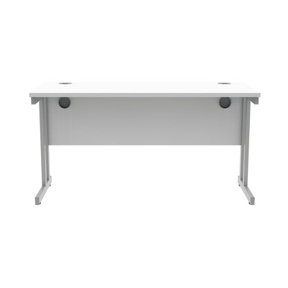 Polaris Rectangular Double Upright Cantilever Desk 1400x600x730mm Arctic White/Silver KF822350