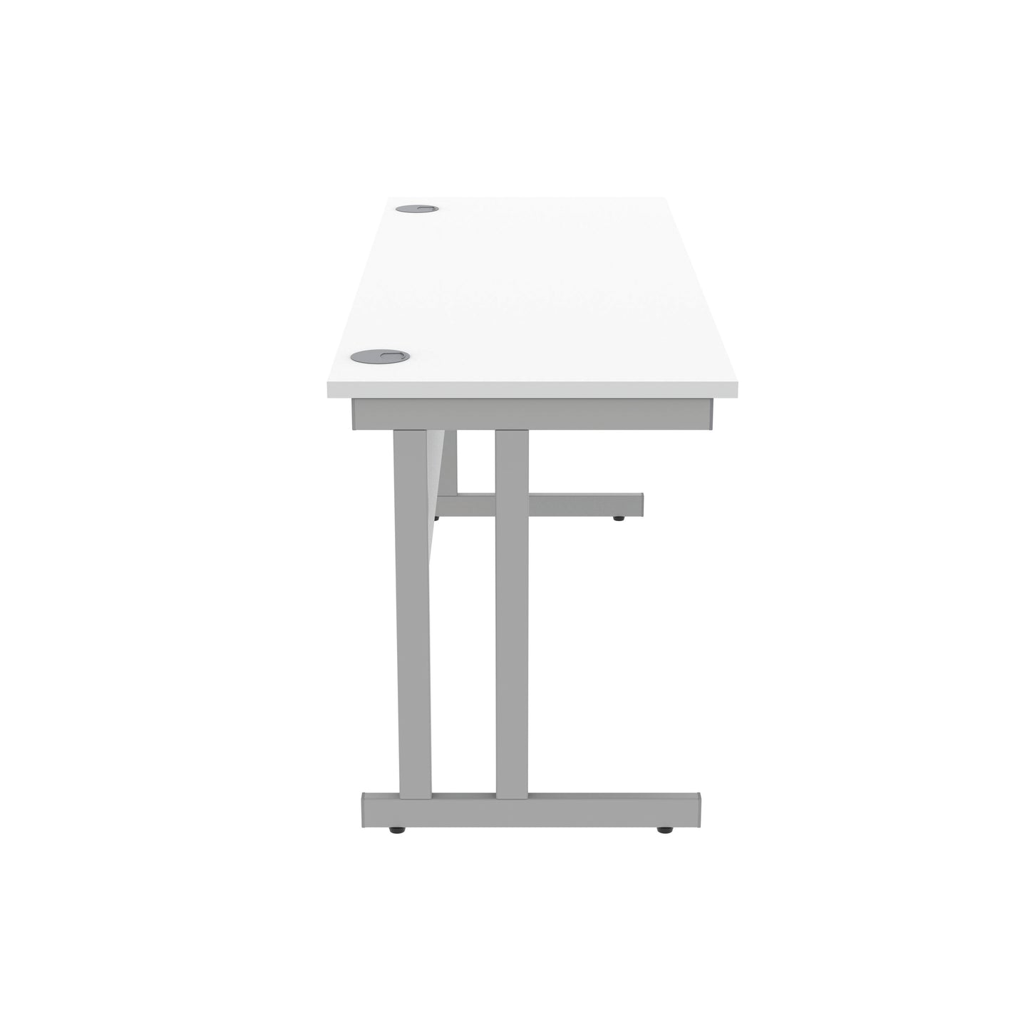 Polaris Rectangular Double Upright Cantilever Desk 1600x600x730mm Arctic White/Silver KF822360