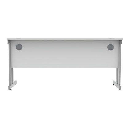 Polaris Rectangular Double Upright Cantilever Desk 1600x600x730mm Arctic White/Silver KF822360