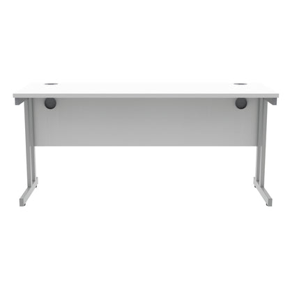 Polaris Rectangular Double Upright Cantilever Desk 1600x600x730mm Arctic White/Silver KF822360