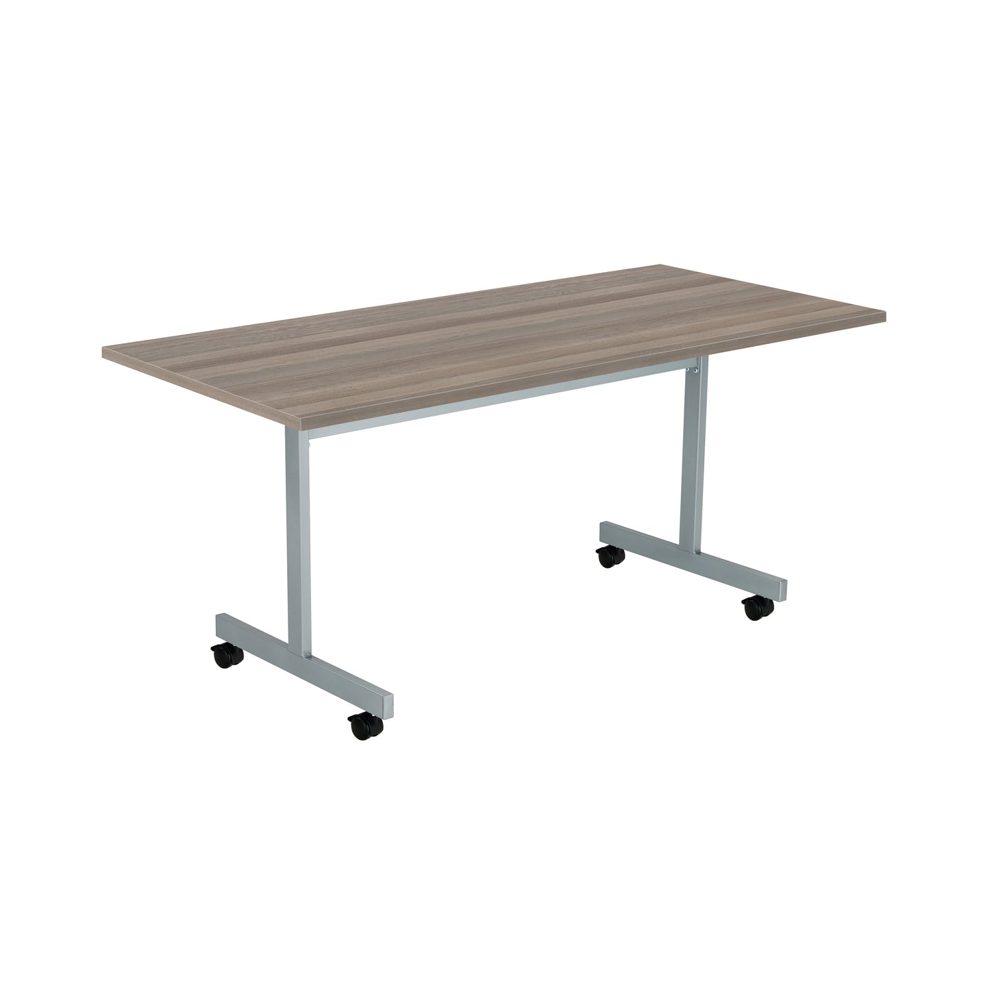 Jemini Rectangular Tilting Table 1600x700x730mm Grey Oak/Silver KF822451