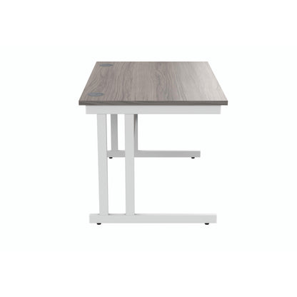 Polaris Rectangular Double Upright Cantilever Desk 1200x800x730mm Alaskan Grey Oak/White KF822610