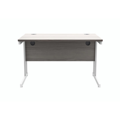 Polaris Rectangular Double Upright Cantilever Desk 1200x800x730mm Alaskan Grey Oak/White KF822610