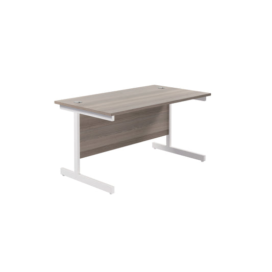 Jemini Single Upright Rectangular Desk 1200x800x730mm Grey Oak/White KF822641